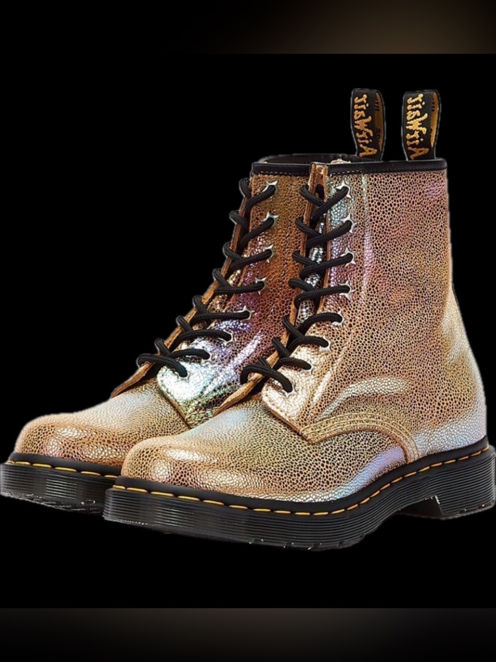 Doc Martens Iridescent Combat Boots - Women's Shimmer Lace-Up